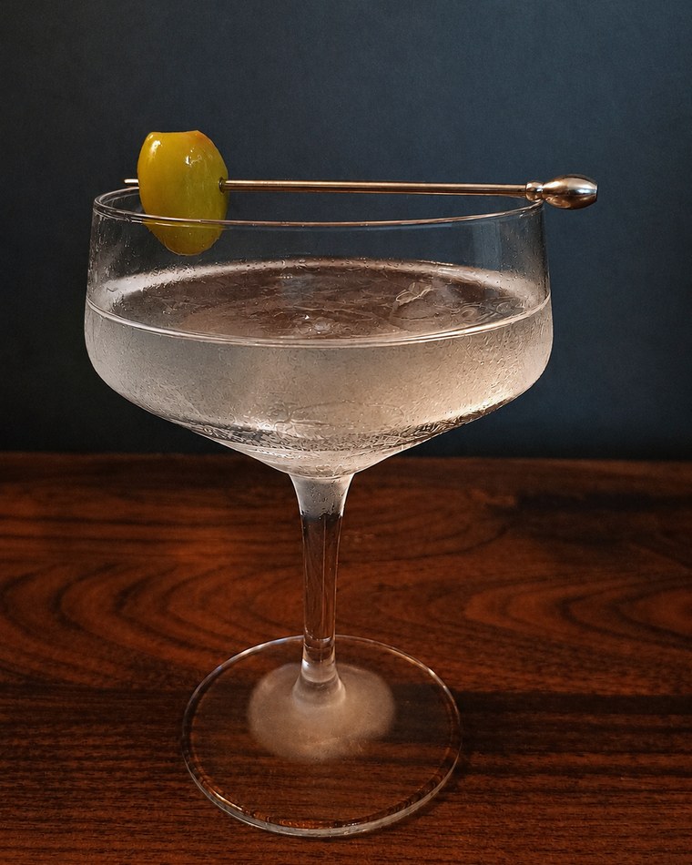Dirty Martini, a freezer batch vodka and gin cocktail
