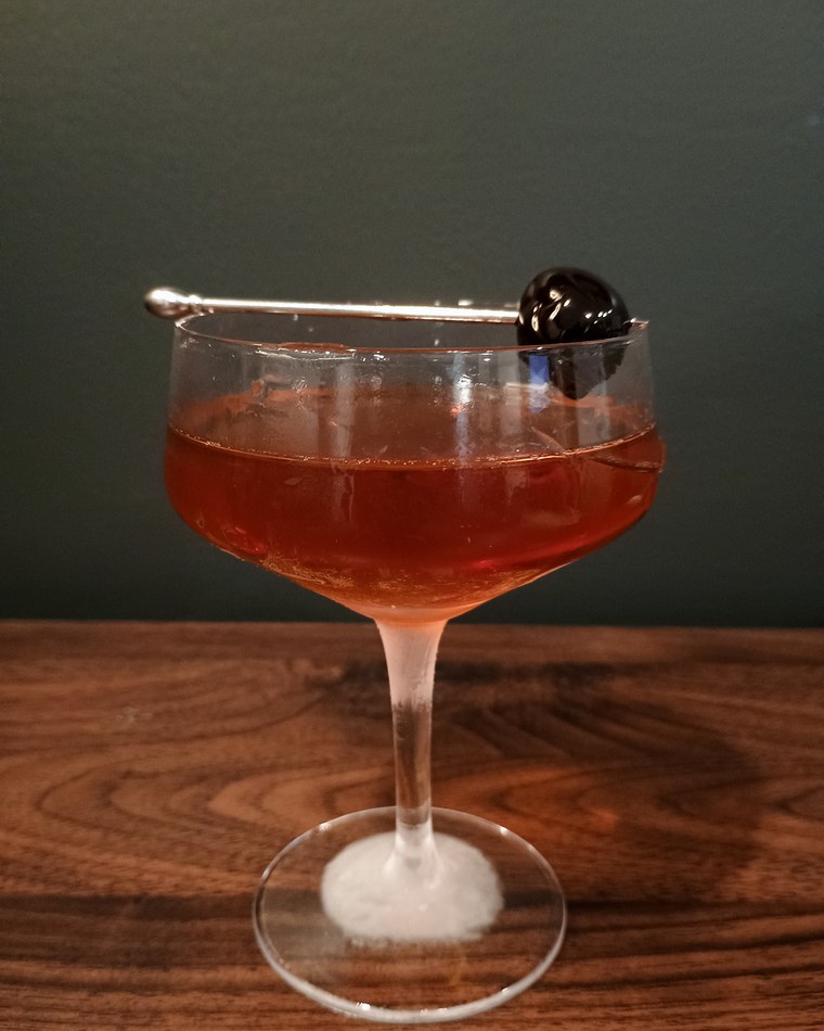 Manhattan, a freezer batch rye and bourbon cocktail